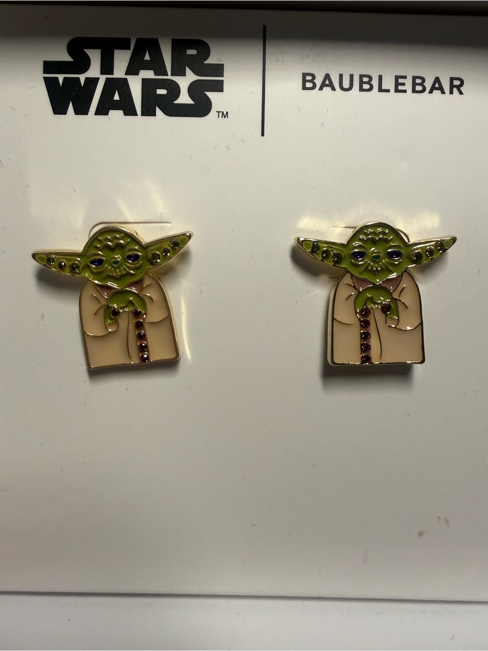 BaubleBar Star Wars Yoda Green Enamel Stud Earrings